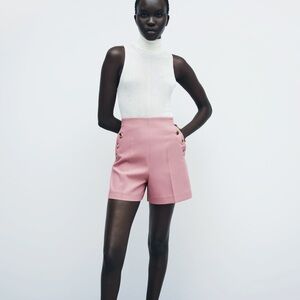 Zara high waist shorts with gold buttons